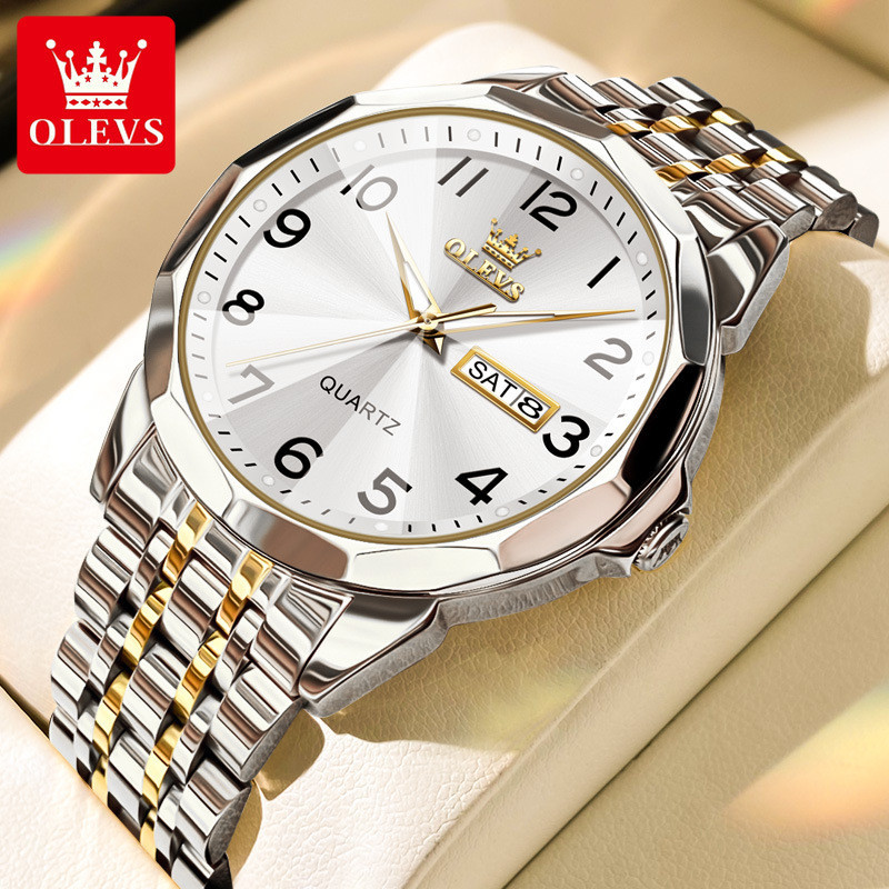 手錶腕錶現貨禮物時尚休閒手錶數字雙日曆石英錶防水男士手錶男表