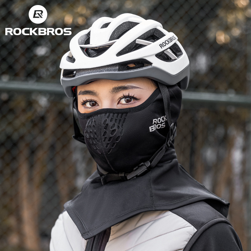 Rockbros 自行車面罩抓絨保暖防風透氣騎行頭套防紫外線舒適彈力巴拉克拉法帽摩托車頭套騎行裝備
