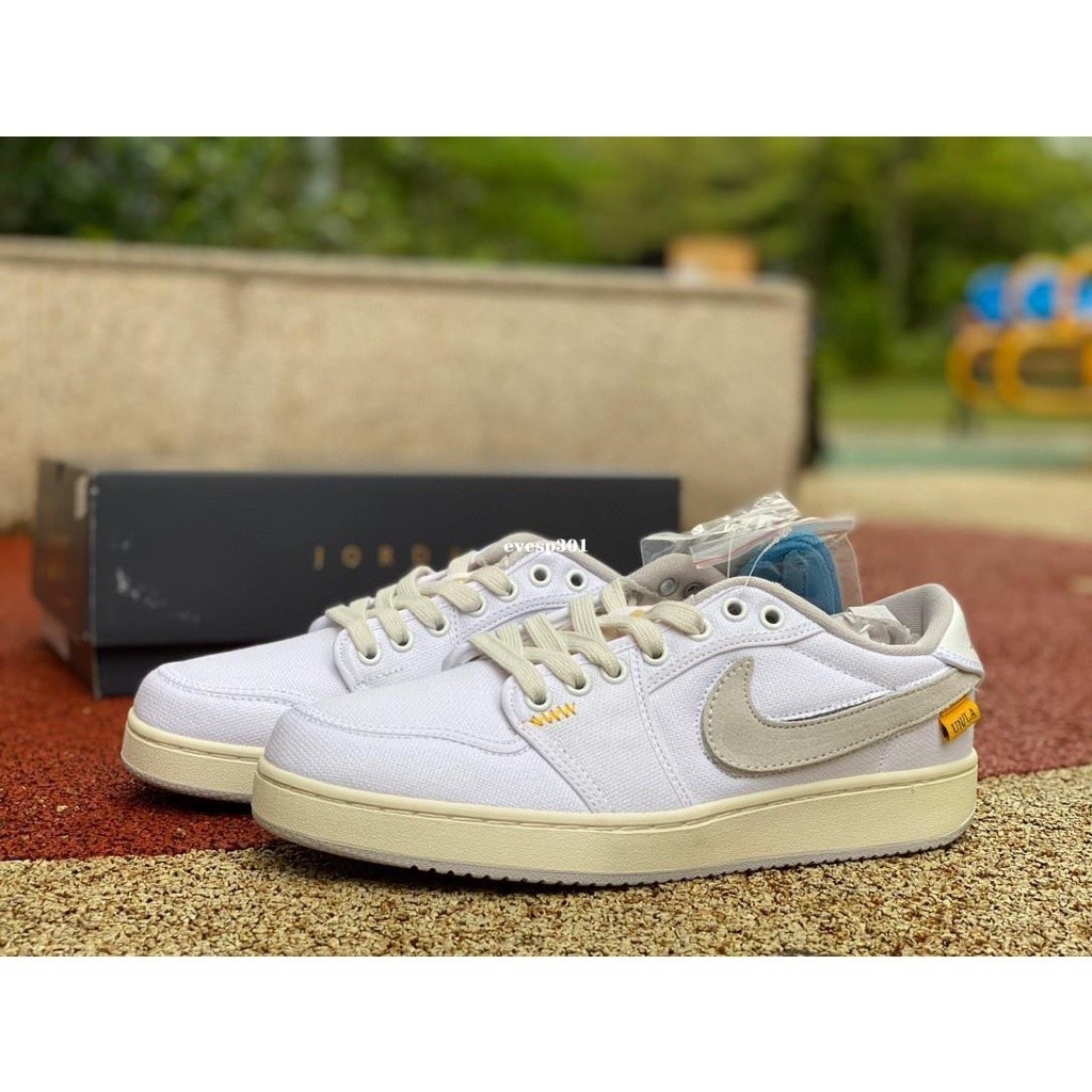 特價 Union LA x Air Jordan 1 KO Low AJ1 白色 換勾 帆布 滑板鞋DO8912-101