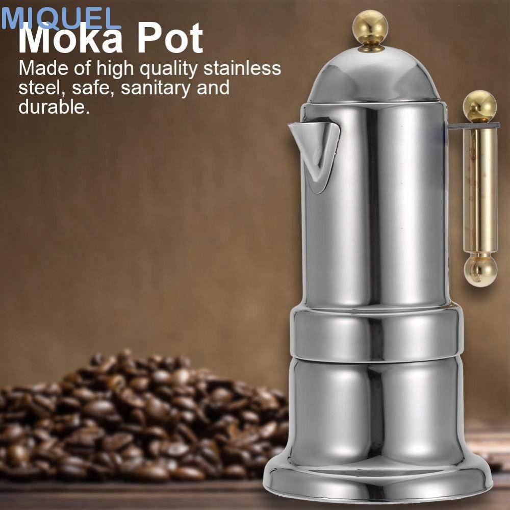 MIQUEL濃縮咖啡機,衝壓細網過濾器安全閥不銹鋼Moka鍋,U形噴口手柄大容量咖啡沖泡工具首頁