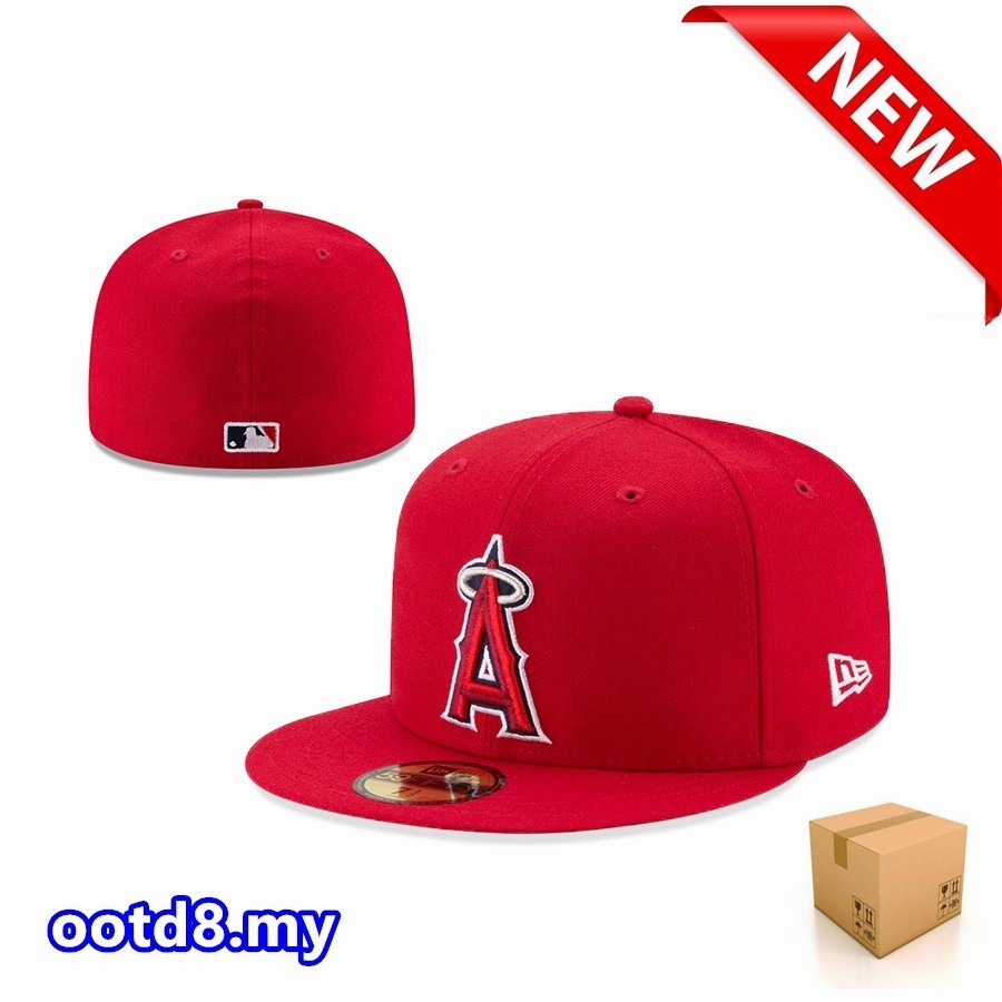 New Era 高品質新款 MLB 洛杉磯修身帽子男式女式 59Fifty 帽子全封閉帽子運動刺繡 Topi 帽子