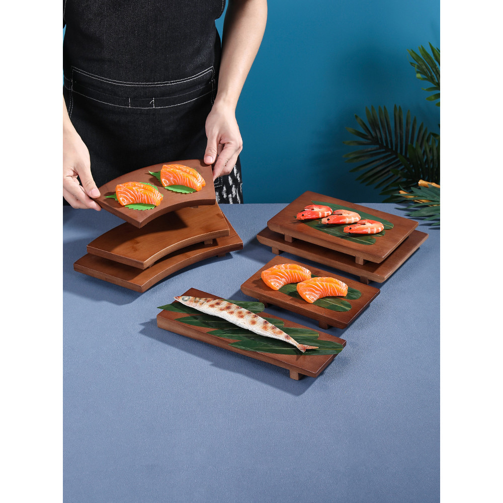 日式壽司木盤日料料理餐具平盤實木長方形竹製木盤子刺身擺盤裝飾