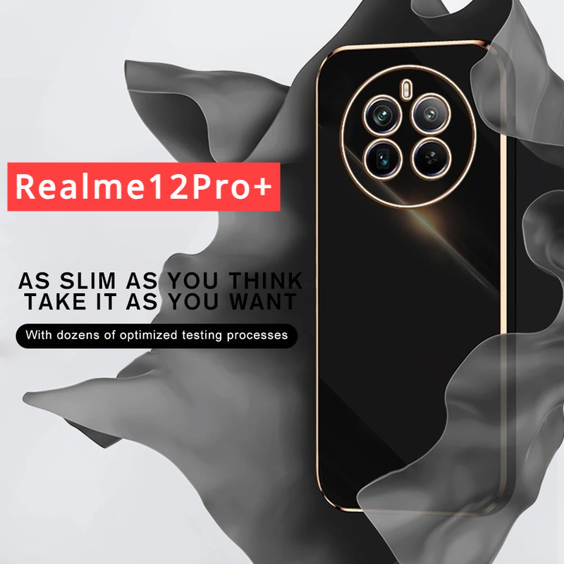 適用於realme 12 Pro Plus 12Pro+ 12+ 12X 5G 2024手機殼純色電鍍Realme12