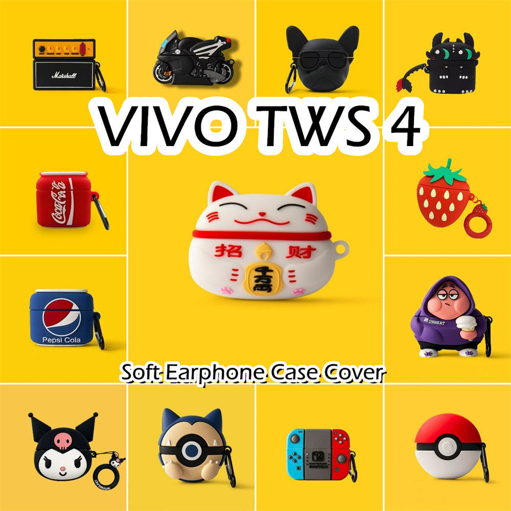 [imamura] 適用於 VIVO TWS 4 Case 有趣的卡通軟矽膠耳機套外殼保護套 NO.1