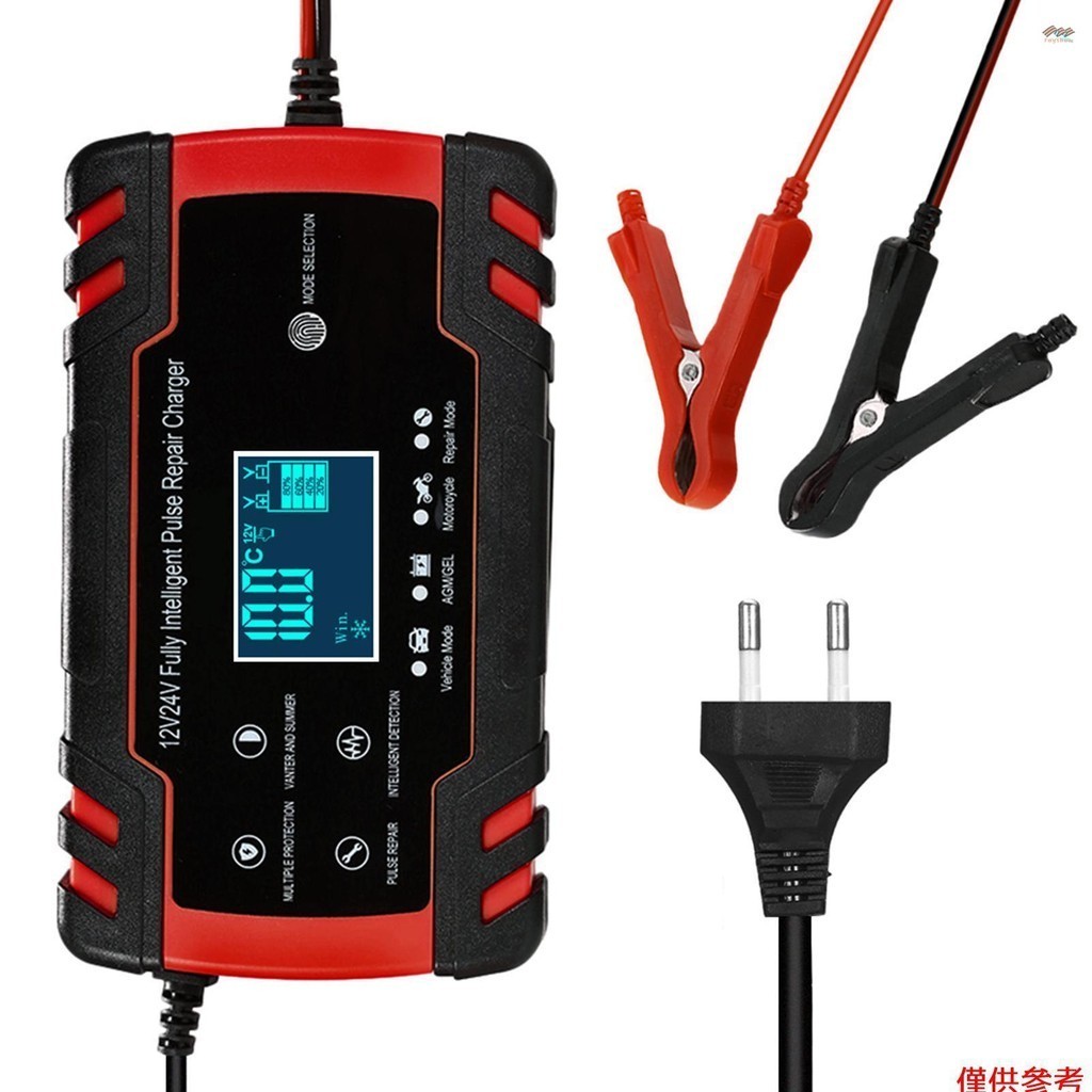 12v 24V 脈衝修復充電器,帶 LCD 顯示屏摩托車和汽車電池充電器 AGM GEL WET 鉛酸電池充電器