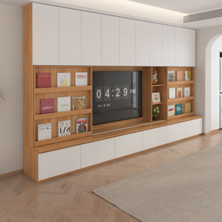 一點家具✨台灣公司 實木北歐書櫃 書架墻 儲物櫃 組合電視櫃 儲物櫃 簡約多功能家用收納櫃 電視機背景墻櫃