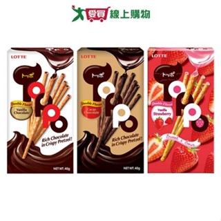 LOTTE TOPPO夾心棒系列(巧克力/濃厚巧克力/香草草莓)(40G/盒)【愛買】