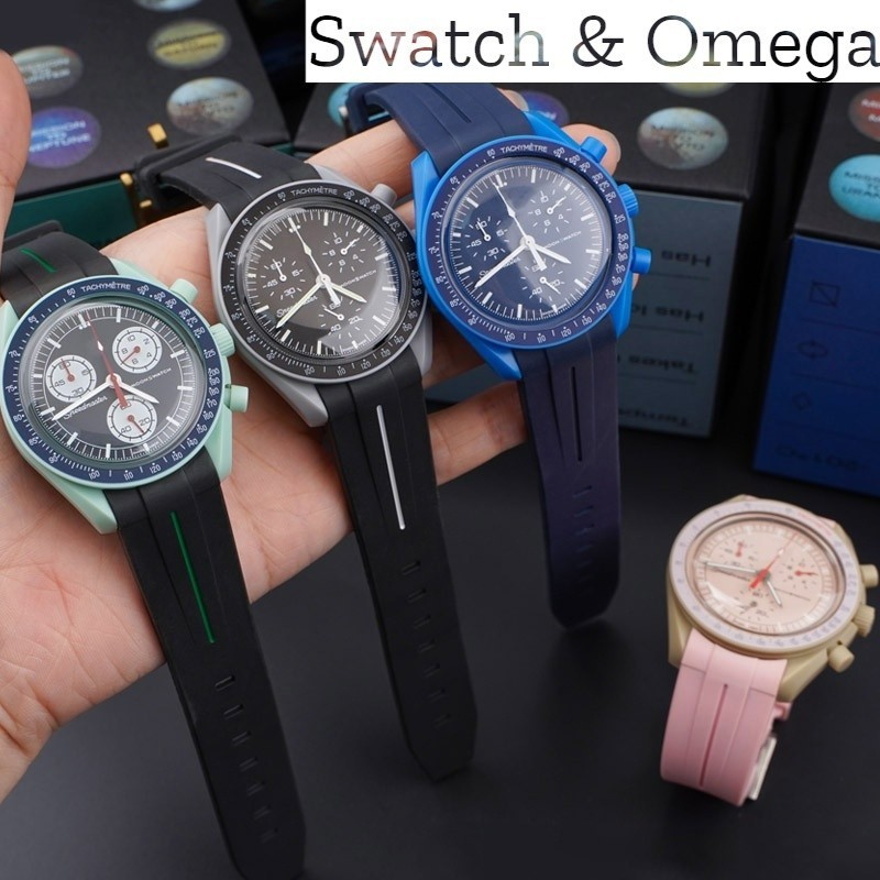 適用於 Swatch X Omega Joint MoonSwatch 20mm 男士女士防水運動錶帶 弧形接口橡膠錶帶