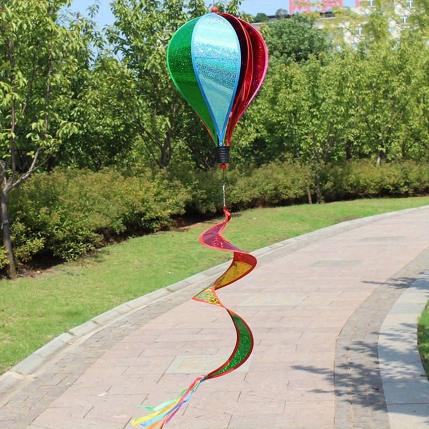 彩虹熱氣球挂墜兒童生日快樂派對裝飾七彩風車戶外花園裝飾氣球