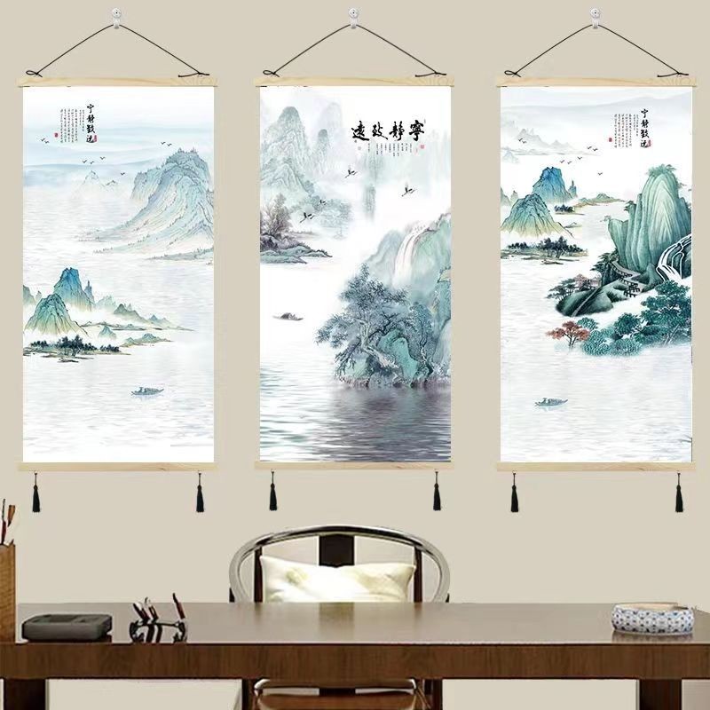 新中式 大氣山水畫 意境山水國畫 客廳 走廊掛畫 辦公室風景畫 沙發背景墻裝飾畫 掛布 壁畫