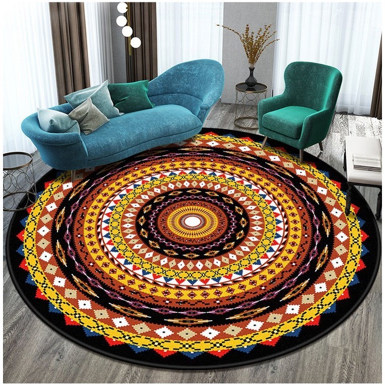 圓形地毯客廳裝飾民族曼陀羅地毯 吊籃地毯
