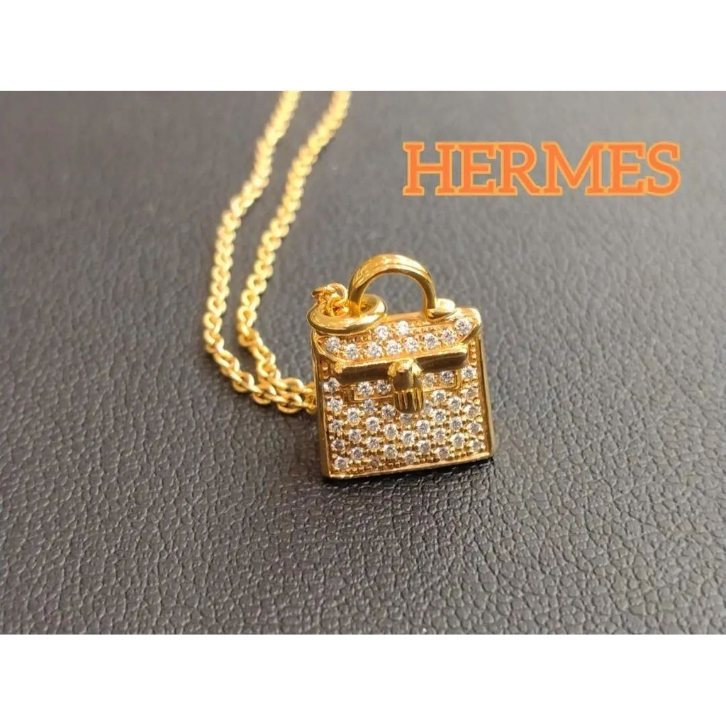 HERMES 愛馬仕 項鍊 Amulet 凱莉包 金 粉紅色 鑽石 mercari 日本直送 二手