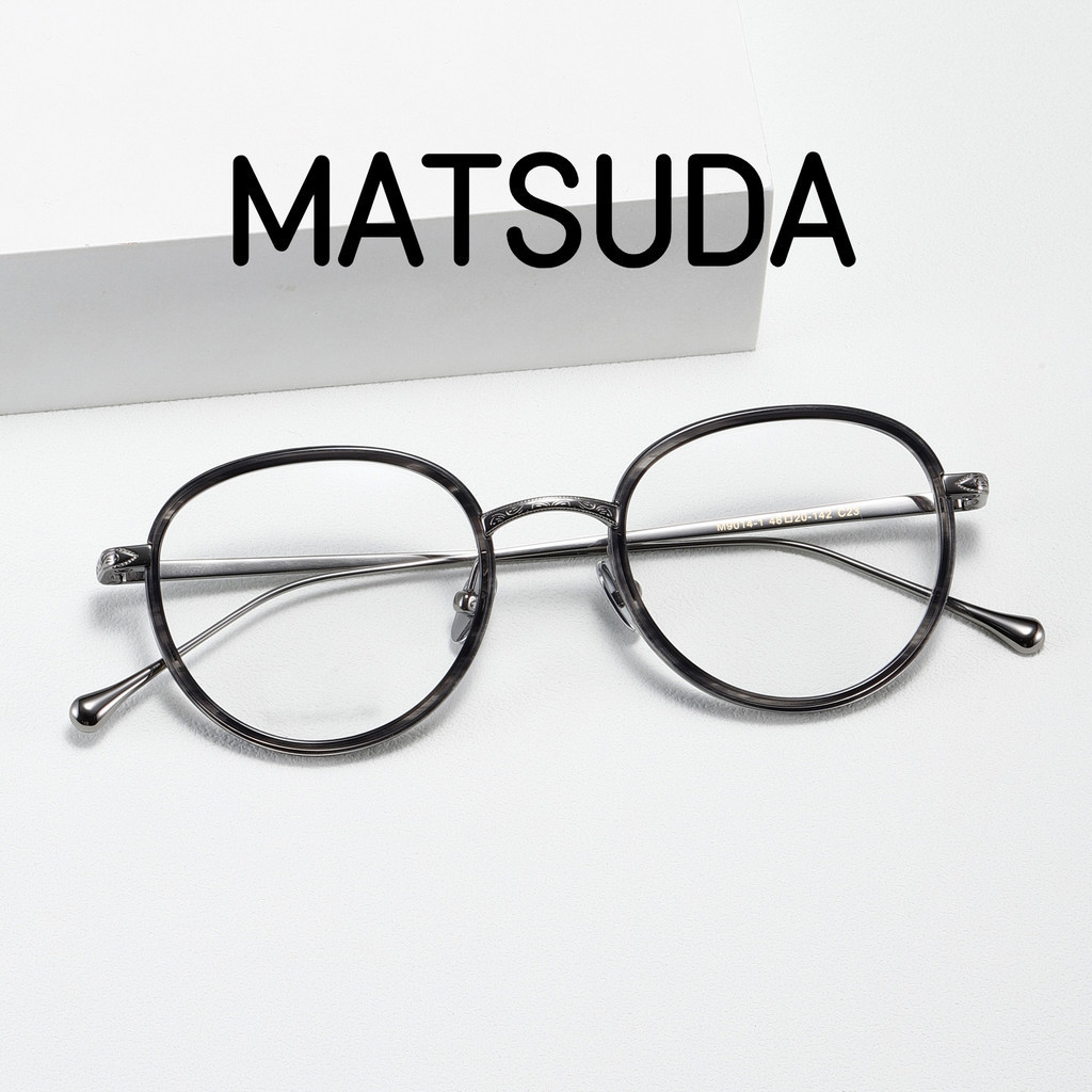 【TOTU眼鏡】醋酸纖維眼鏡 金屬框眼鏡 松田 MATSUDA M9014-1 純鈦眼鏡框 板材眼鏡 超輕細節雕花圓框復