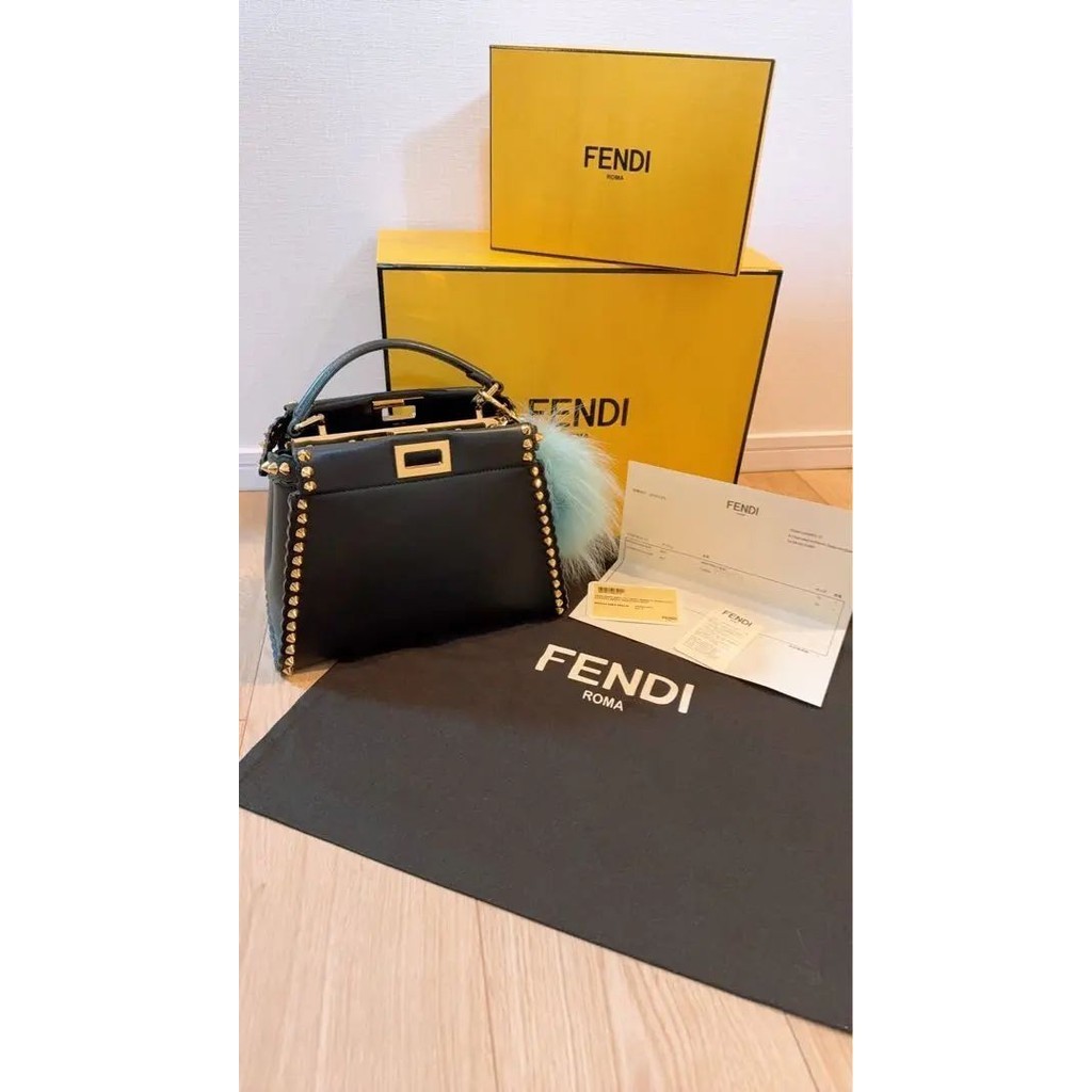 FENDI 芬迪 手提包 Peekaboo Monster 怪獸造型 皮革 迷你 日本直送 二手