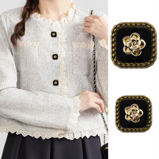 BFXDG 10件/套復古精美金色植絨玫瑰花朵方形設計金屬鈕扣小外套洋裝大衣風衣毛衣裝飾鈕扣