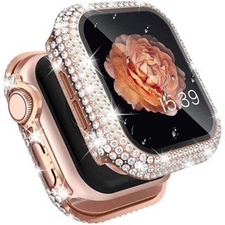 鑽石錶殼內置鋼化玻璃蓋兼容 Apple Watch 9 41mm 45mm 38mm 40mm 42mm 44mm iW