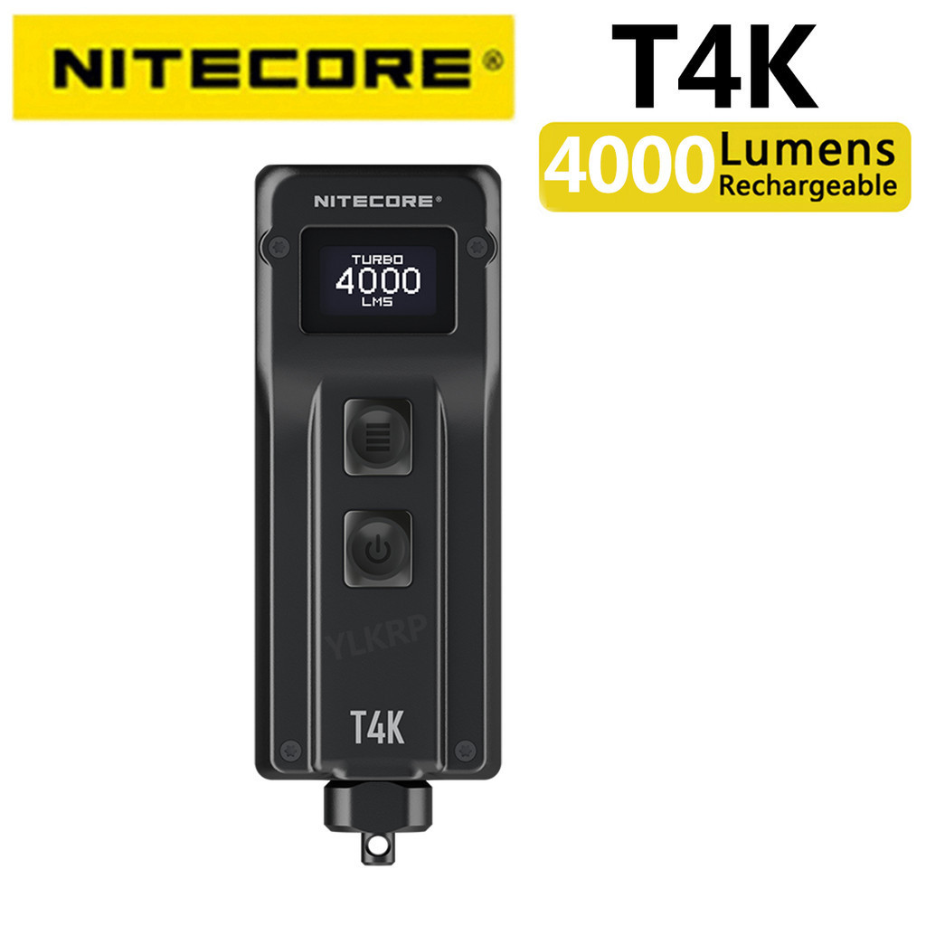 Nitecore T4K 4000 流明便攜式鑰匙扣手電筒,4 個 LED 超亮燈,內置電池使用 USB-C 充電
