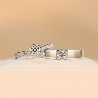 鑽戒情侶 結婚對戒 純銀一對 訂求婚禮儀式戒指
