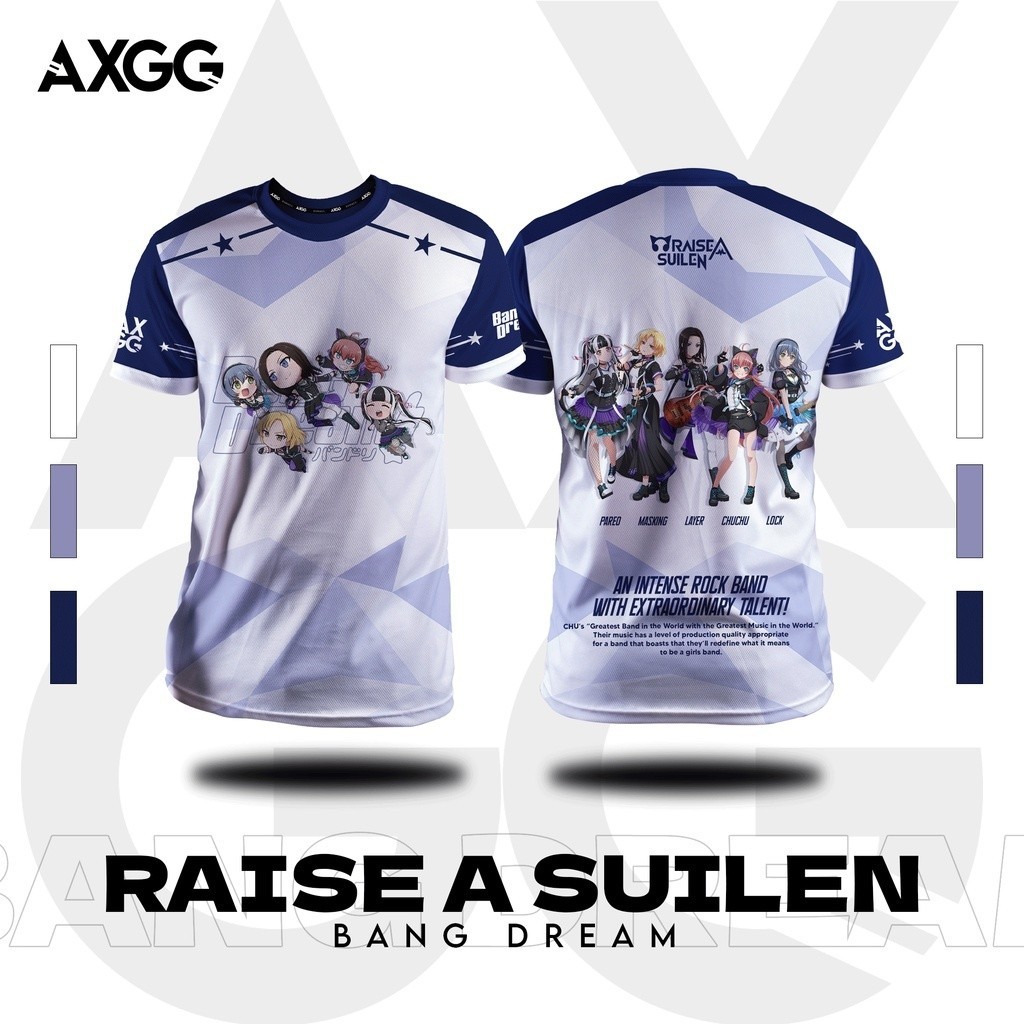 2024 年時尚 Axgg 'Bang Dream - Raise a Suilen' T 恤 / Baju 超細纖維