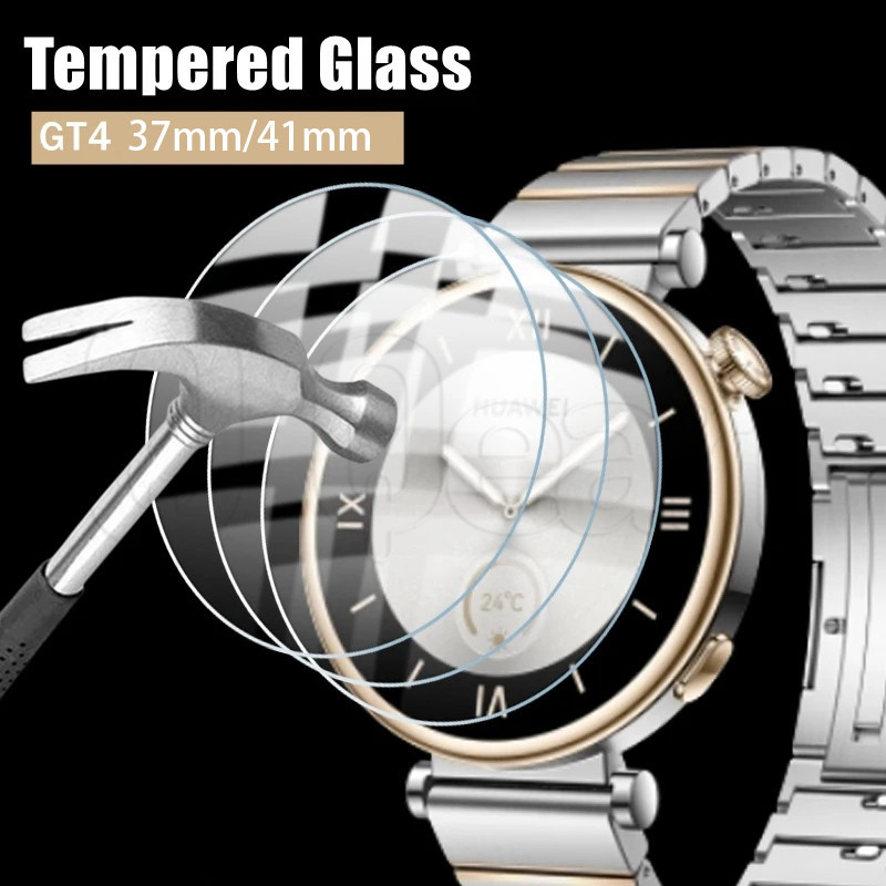 37/41 毫米鋼化玻璃保護膜 - 防刮、防水 - 智能手錶膜 - 高清全覆蓋屏幕保護膜 - 適用於華為手錶 GT4 -