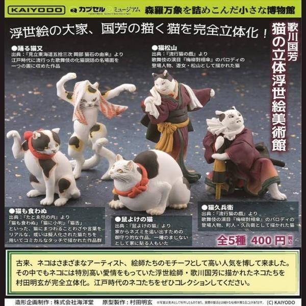 日本動漫周邊貓之立體浮世繪美術館全5種海洋堂扭蛋現貨