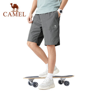 Camel 男士速乾男士休閒寬鬆直筒冰絲透氣彈力運動短褲