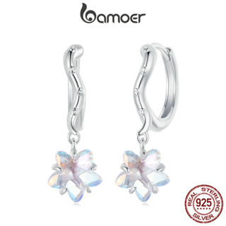 Bamoer 925 純銀圈形耳環章魚海星設計珠寶禮物女士