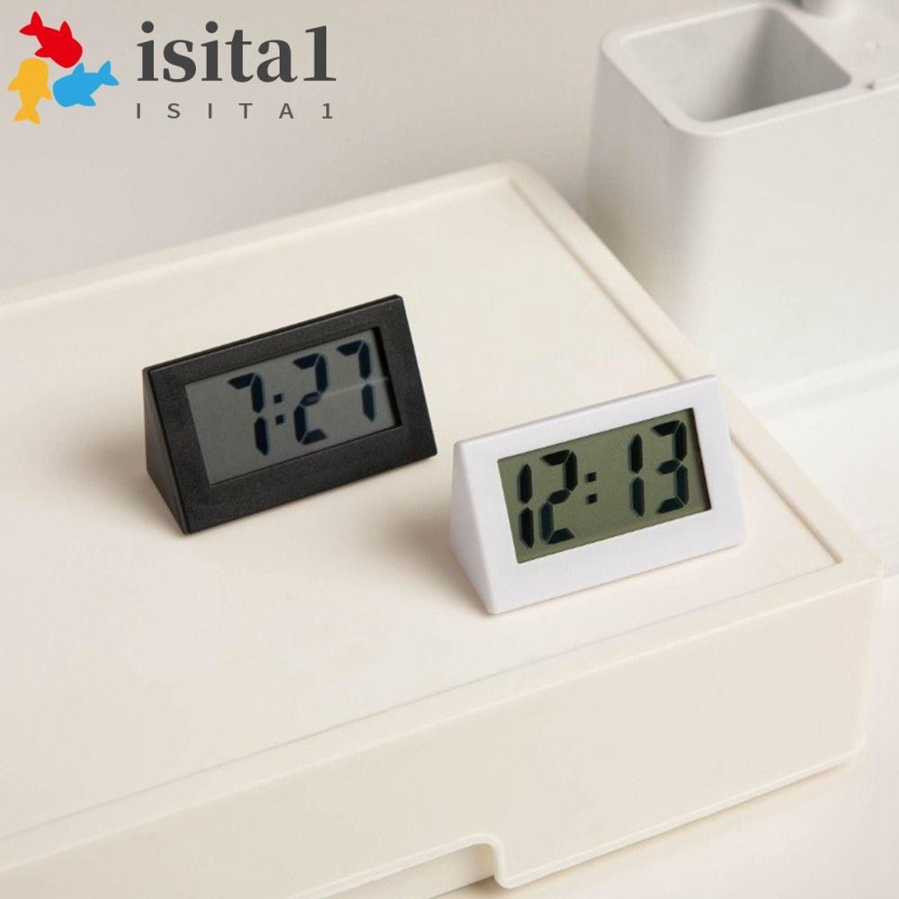 ISITA台式數字鐘,簡單小迷你三角時鐘,耐用ABS靜音電子辦公室