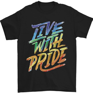 Live With Pride Lgbt Gay Pride 男式 T 恤軟棉