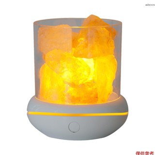 水晶鹽石小夜燈 7 色 LED 岩石水晶燈便攜式 USB 精油擴散器適用於汽車家庭辦公室臥室桌面裝飾