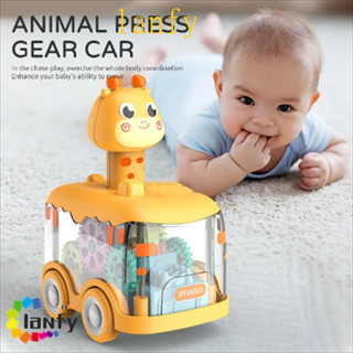LANFY汽車拉回男孩,壓力機齒輪動物車電動汽車玩具,閃爍透明Led燈兒童慣性車:兒童玩具