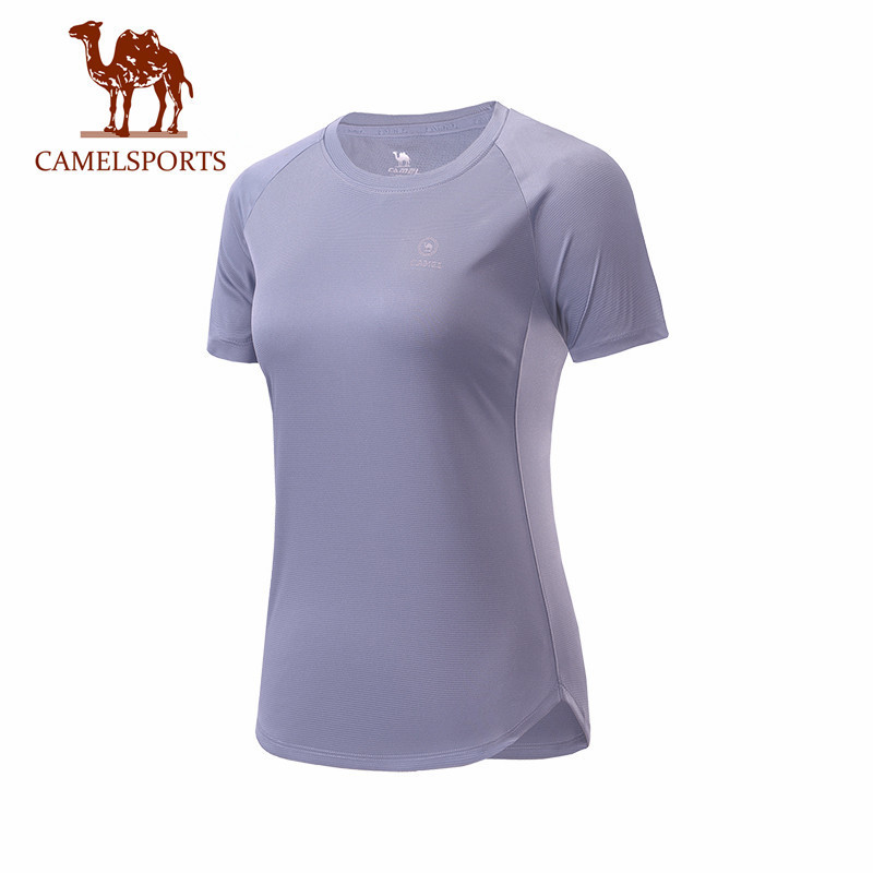 CAMEL SPORTS駱駝 速乾T恤 女防曬短袖跑步瑜伽健身服透氣休閒上衣