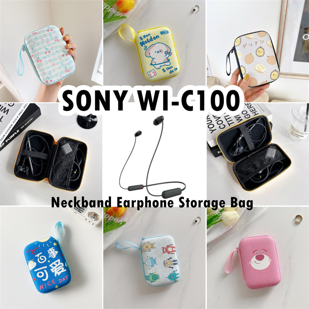 索尼 【Case Home】適用於sony WI-C100 頸掛式耳機套卡通創新系列頸掛式耳機收納包收納盒