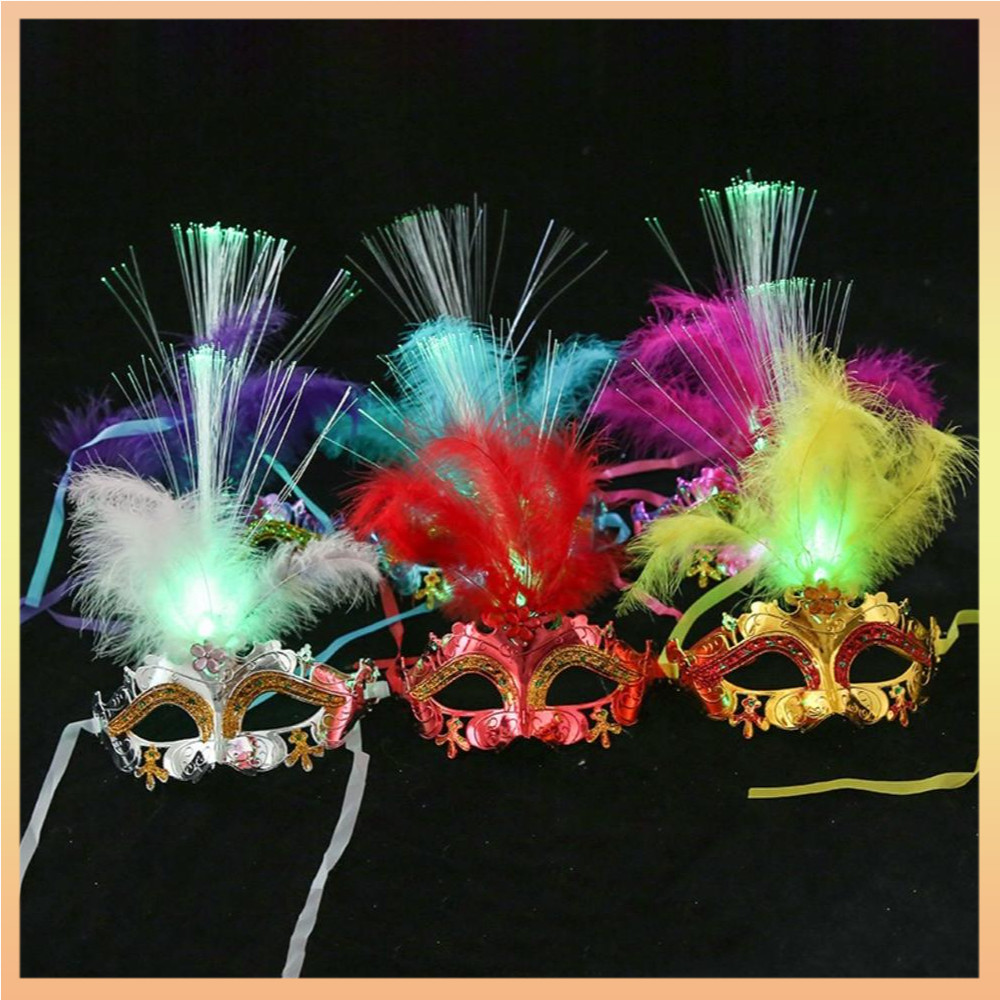 威尼斯威尼斯威尼斯發光羽毛 LED 面具狂歡節萬聖節化妝舞會角色扮演服裝派對用品