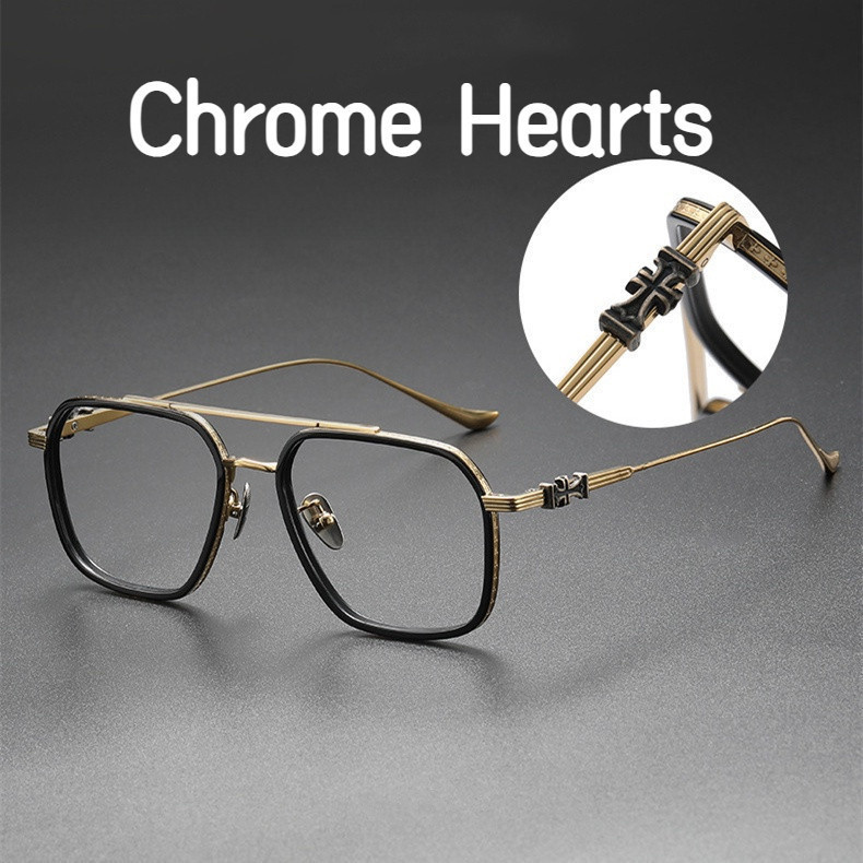 【Ti鈦眼鏡】HOTATION克羅心同款Chrome Hearts 日系 眼鏡框架 復古眼鏡 雙梁鏡框 大臉鏡框方框眼鏡