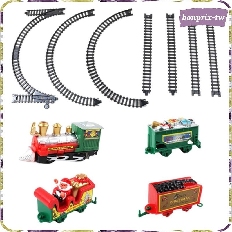 [Bon] 11 件裝電動聖誕火車軌道套裝帶聖誕老人馬車兒童玩具禮物裝飾
