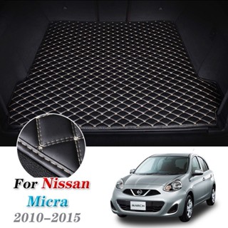 適用於 Nissan Micra K13 March 2010-2015 皮革汽車後備箱墊地毯尾貨內襯墊行李箱墊 201