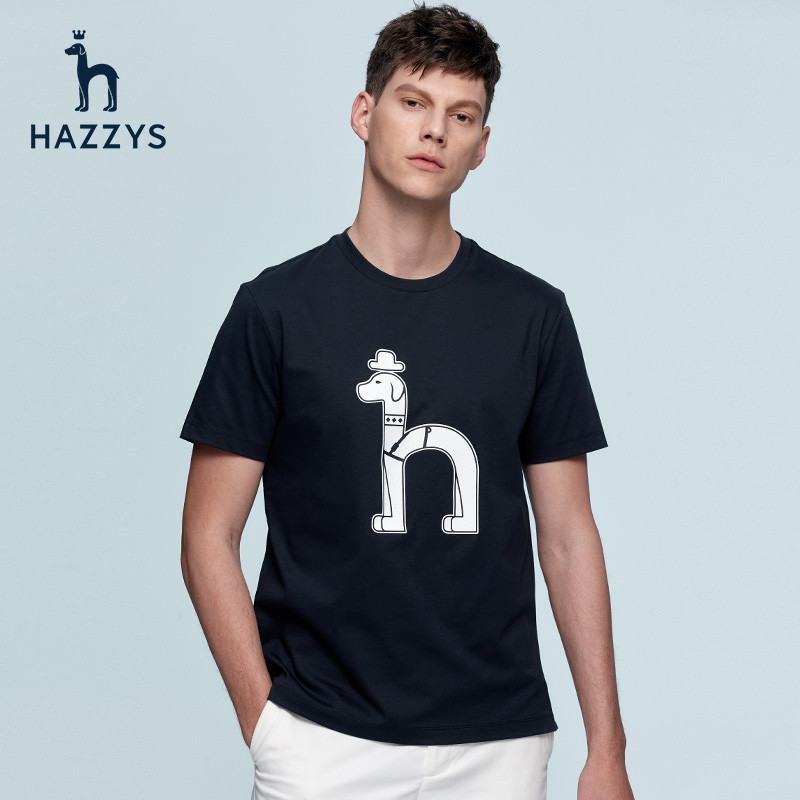 Hazzys高品質哈吉斯春夏新款短袖打底T恤衫男士寬鬆透氣上衣時尚男裝潮513