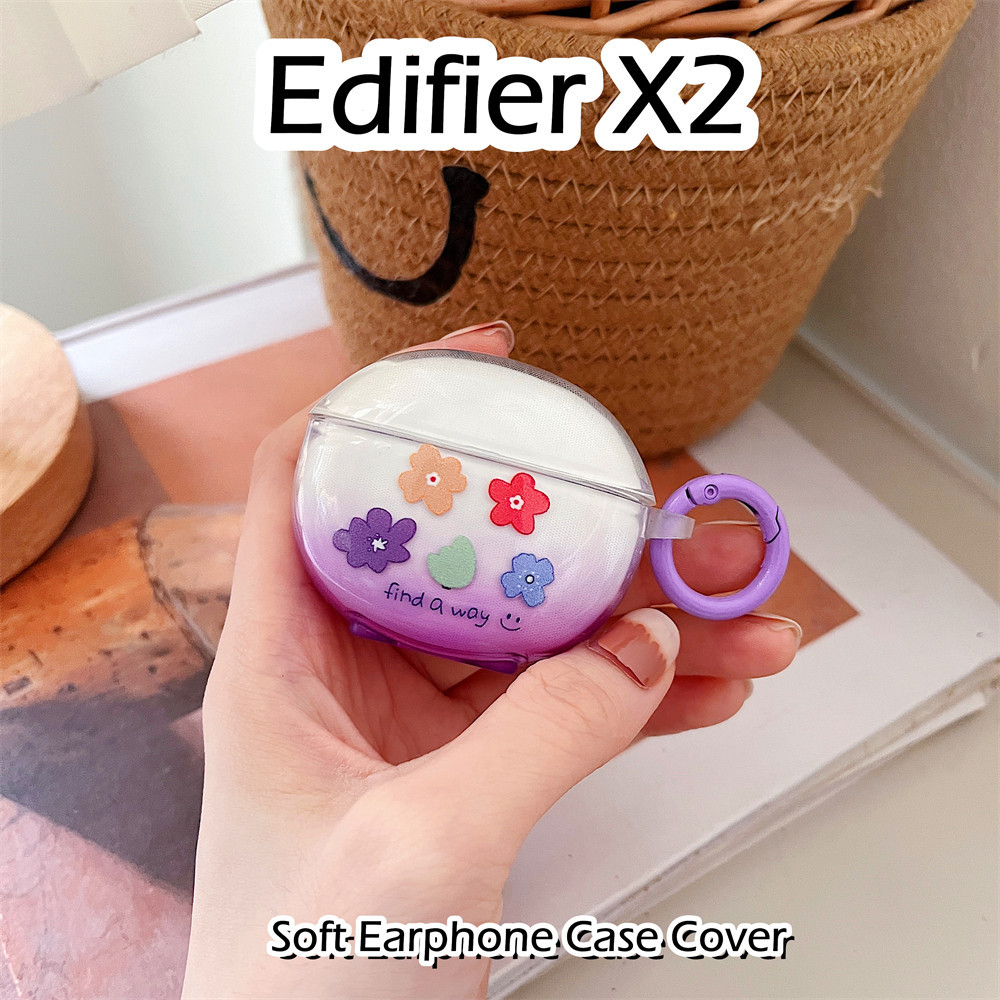 EDIFIER 【快速發貨】適用於漫步者 X2 保護套黑線微笑卡通軟矽膠耳機套保護套