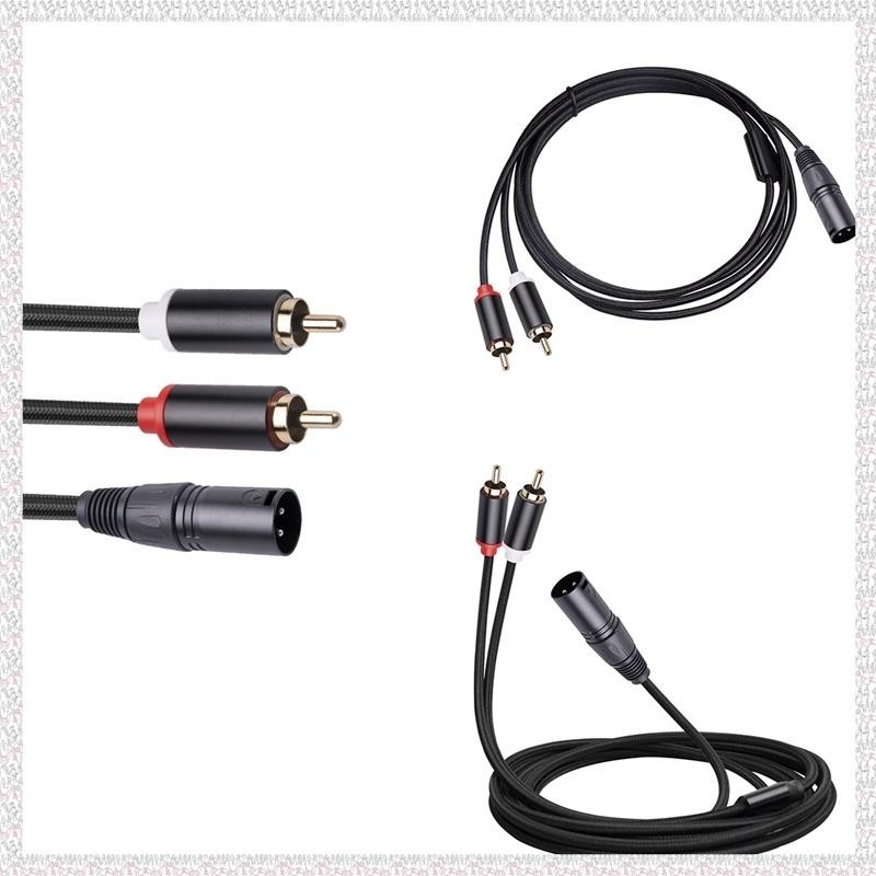 (U P Q E)XLR 轉雙 RCA 音頻線 A1 XLR 公頭 3 針轉雙 RCA 公頭插頭立體聲音頻線放大器混音插