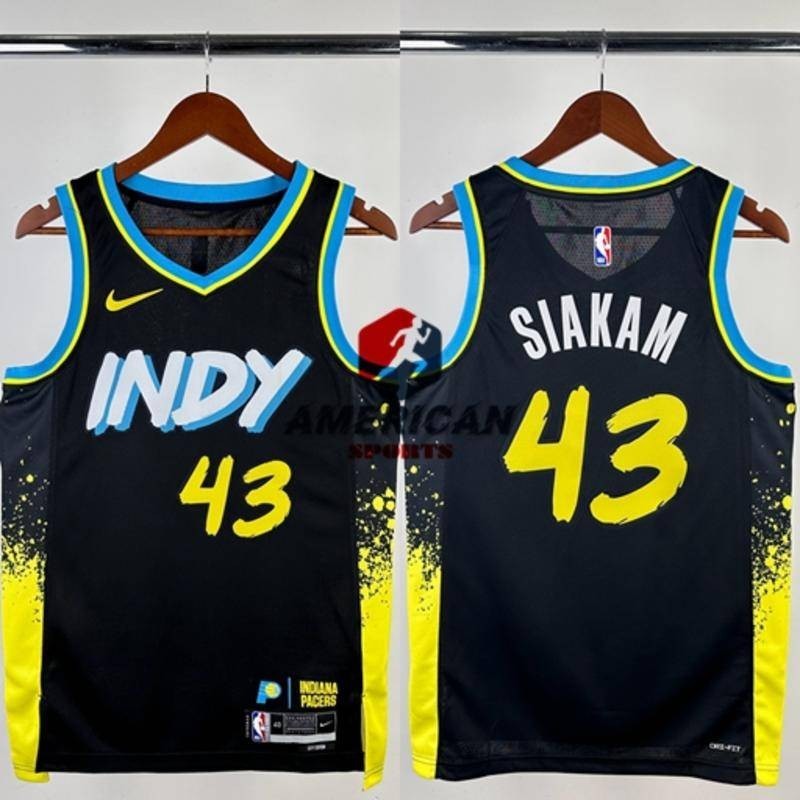 男式 NBA 印第安那溜馬隊 希尔卡姆 Pacers Pascal Siakam Jersey 黑色籃球運動員球衣