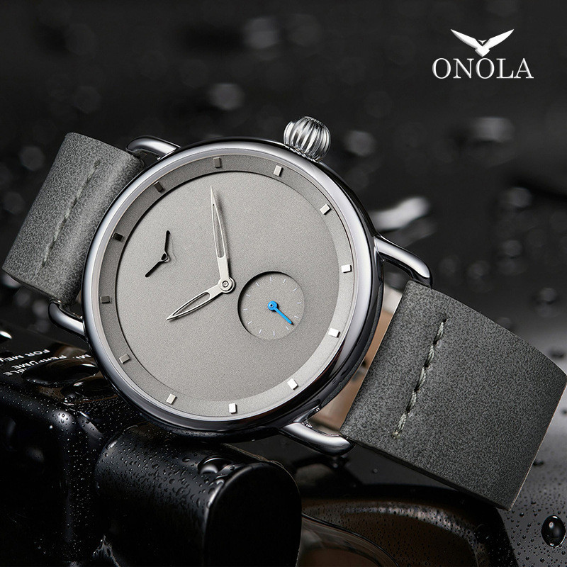 ONOLA爆款簡約時尚休閒男士手錶  皮帶石英男士腕錶 ON3805