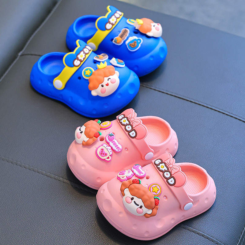 夏季兒童涼拖鞋男女童室內防滑外穿可愛幼兒寶寶包頭透氣洞洞鞋