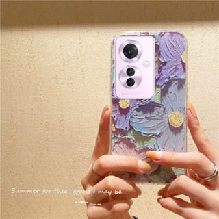 適用於 OPPO Reno11 F 5G Reno11F 新款手機殼 Ins 時尚軟殼 TPU 防震噴漆浪漫花朵手機殼