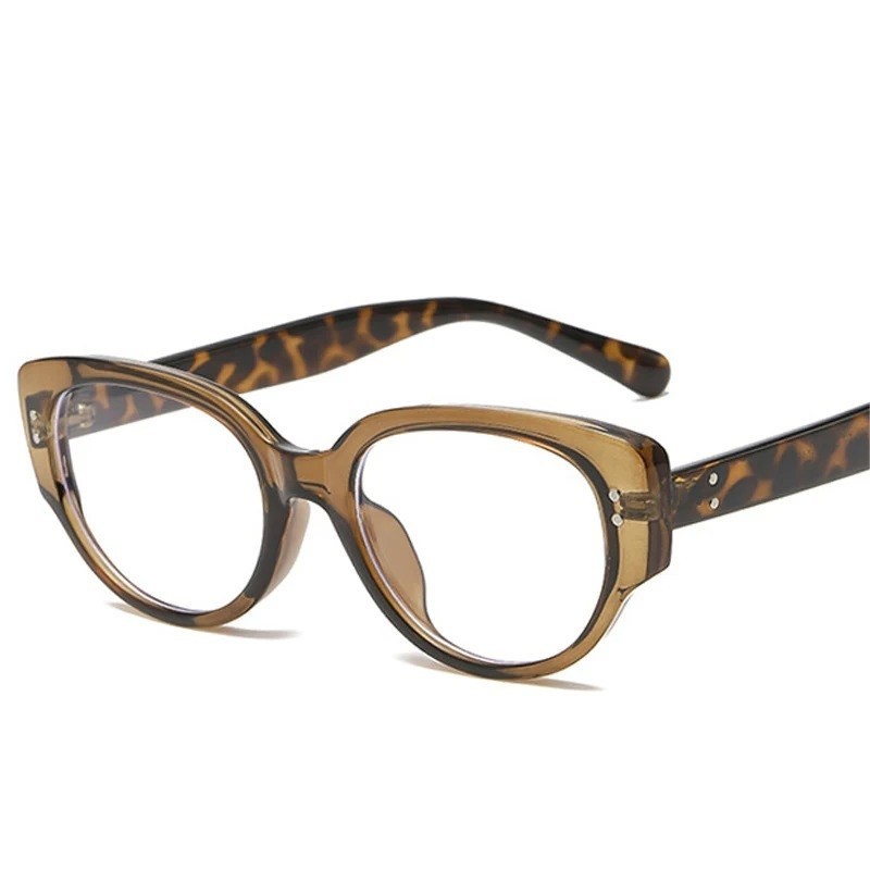 新款貓眼女士防藍光眼鏡框復古男士光學眼鏡鉚釘裝飾雙色框