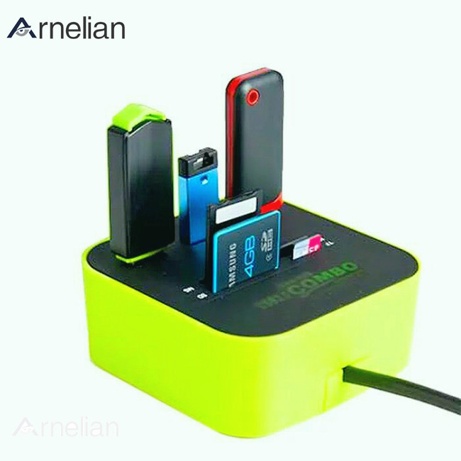 Arnelian USB HUB Combo 多合一 USB 2.0 Micro SD 高速讀卡器 3 端口適配器連接器