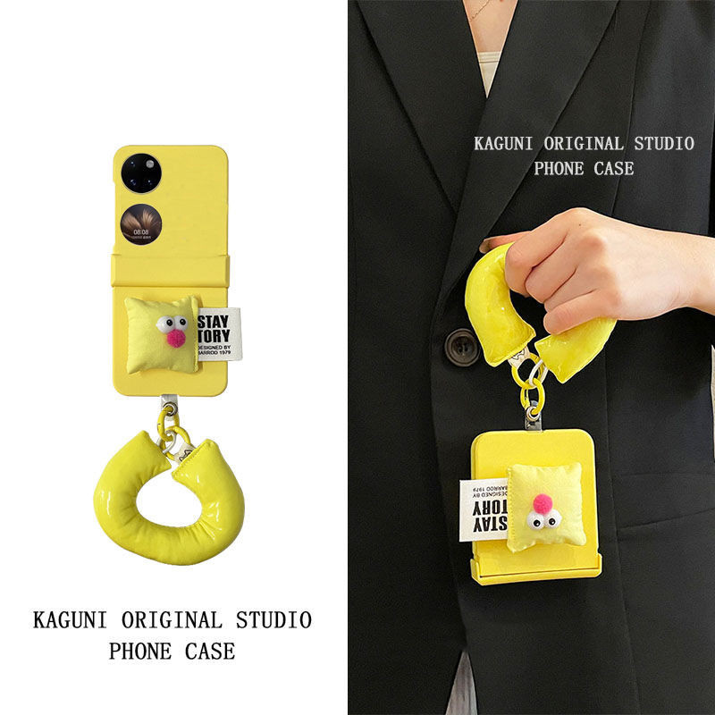 韓國趣味表情枕頭腕帶華為P50Pocket手機殼膚感硬殼pocket2手提包錢包手機殼