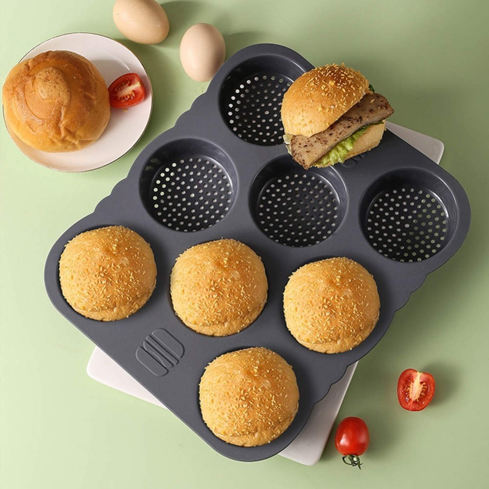 12孔漢堡包模具矽膠麵包烤盤烤箱麵包烤箱烤盤