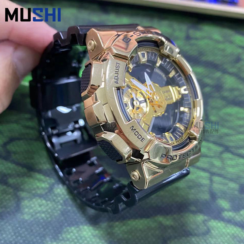 【店主推薦】替換卡西歐G-SHOCK手錶帶男GM110黑暗之心黑金錶鏈改裝