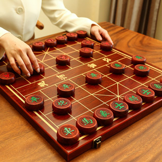 熱賣🌟免運費🌟中國象棋 象棋 兒童實木帶木質棋盤學生成人大號便攜式套裝櫸木棋子